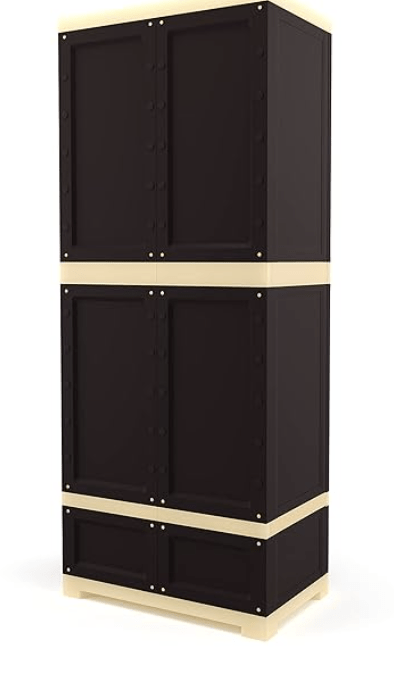 Nilkamal Freedom FMDR1BE Plastic Storage Cabinet with 1 Drawer Clothes Organizer| Wardrobe | Living Room | Adult & Kids | Multipurpose for Home Kitchen & Office (Weathered Brown & Biscuit) - Image 3